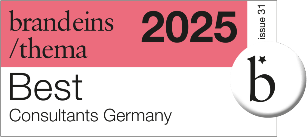 Auszeichnung von brandeins für die besten Berater in Deutschland im Jahr 2025.