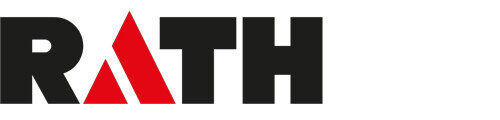 Logo von RATH mit roten und schwarzen Buchstaben auf weißem Hintergrund.