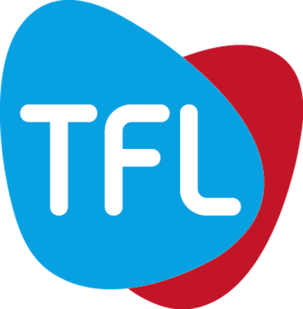 Logo von TFL in blauer und roter Farbgebung mit den Buchstaben TFL.