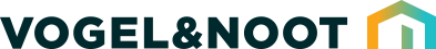 Logo von VOGEL&NOOT in bunten Farben auf schwarzem Hintergrund.