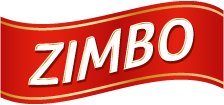 Logo von ZIMBO auf rotem Hintergrund mit goldener Schrift.