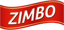 Logo von ZIMBO auf rotem Hintergrund mit goldener Schrift.