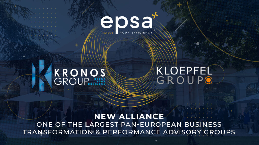 Logo der EPSA, Kronos Group und Kloepfel Group mit dem Text 'Neue Allianz'.