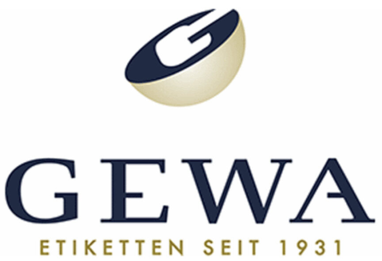 Logo von GEWA, das den Schriftzug und ein grafisches Element zeigt.