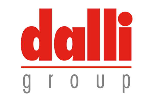 Logo der Dalli Group in roter Schrift mit grauem Zusatz.