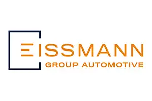 Logo der Eissmann Group Automotive in orange und blau auf weißem Hintergrund.
