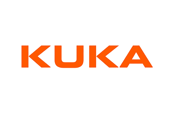 Logo von KUKA in orange auf weißem Hintergrund.
