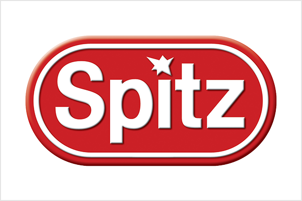 Logo von Spitz in roter Farbe mit weißem Schriftzug und einem Stern.
