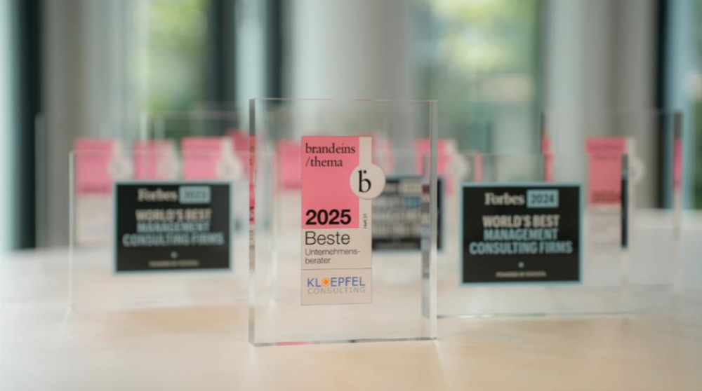 Transparente Auszeichnung von Kloepfel Consulting für die besten Unternehmensberater 2025.