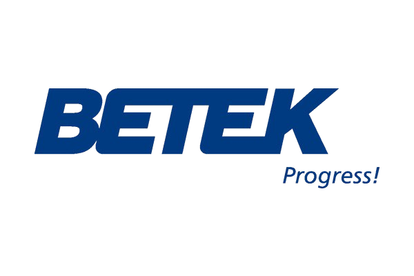 Logo von BETEK in blauer Schrift mit dem Wort 'Progress!' darunter.