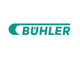 Logo von Bühler in grüner Schrift auf weißem Hintergrund.
