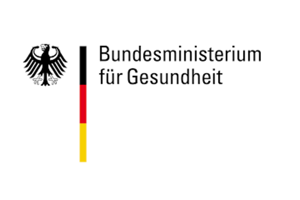 Logo of the Federal Ministry of Health with federal eagle and color stripes in black, red and gold.