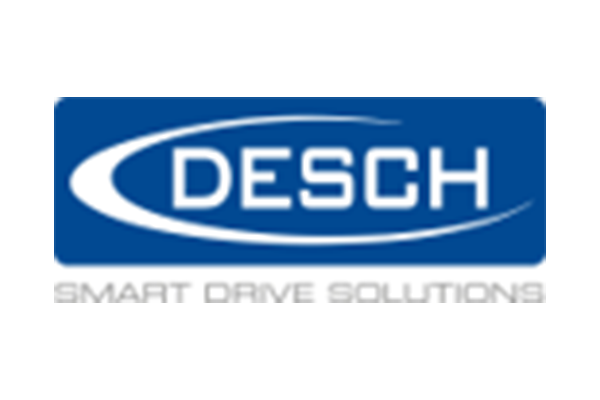 Logo von DESCH mit dem Slogan 'SMART DRIVE SOLUTIONS' in blauer Schrift.