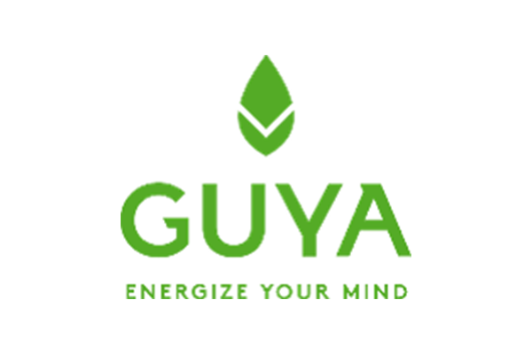 Logo von GUYA mit grünem Schriftzug und Blatt-Symbol.