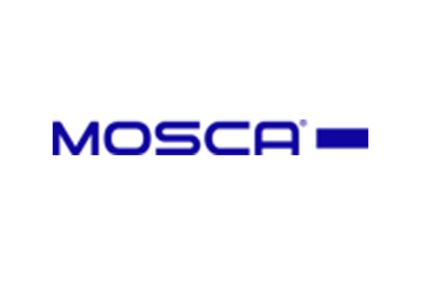 Logo von MOSCA in blauer Schrift auf weißem Hintergrund.