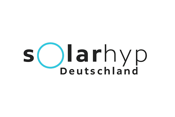 Logo von solarhyp Deutschland mit blauem Kreis und Schriftzug auf weißem Hintergrund.